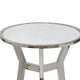 Side End Table | 18" Round White Marble Top | Silver Steel X Base