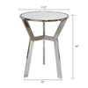 Side End Table | 18" Round White Marble Top | Silver Steel X Base