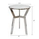 Side End Table | 18" Round White Marble Top | Silver Steel X Base