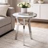 Side End Table | 18" Round White Marble Top | Silver Steel X Base