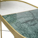 2pc Nesting Table Set | Marble Inlay Oval Top in White & Green | Gold Iron