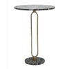 Side End Table | 16" Round Marble Top | U-Shaped Gold Metal Stem | Black