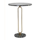 Side End Table | 16" Round Marble Top | U-Shaped Gold Metal Stem | Black