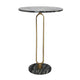 Side End Table | 16" Round Marble Top | U-Shaped Gold Metal Stem | Black
