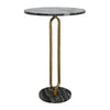 Side End Table | 16" Round Marble Top | U-Shaped Gold Metal Stem | Black