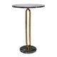 Side End Table | 16" Round Marble Top | U-Shaped Gold Metal Stem | Black