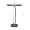 Side End Table | 16" Round Marble Top | U-Shaped Gold Metal Stem | Black