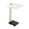 Dani Side End Table | 13" Square Top | C Shape | White & Black Marble