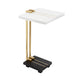 Dani Side End Table | 13" Square Top | C Shape | White & Black Marble