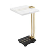 Dani Side End Table | 13" Square Top | C Shape | White & Black Marble