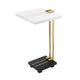 Dani Side End Table | 13" Square Top | C Shape | White & Black Marble