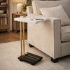 Dani Side End Table | 13" Square Top | C Shape | White & Black Marble