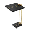Dani Side End Table | 13" Square Top | C Shape | Black Marble | Gold