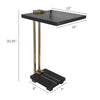 Dani Side End Table | 13" Square Top | C Shape | Black Marble | Gold