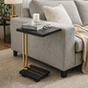 Dani Side End Table | 13" Square Top | C Shape | Black Marble | Gold