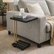 Dani Side End Table | 13" Square Top | C Shape | Black Marble | Gold