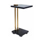 Dani Side End Table | Square Black Marble Top & Base | C Shape | 13"
