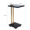 Dani Side End Table | Square Black Marble Top & Base | C Shape | 13"