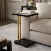 Dani Side End Table | Square Black Marble Top & Base | C Shape | 13"