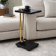 Dani Side End Table | Square Black Marble Top & Base | C Shape | 13"