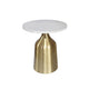 Side End Table Set of 2 | Round White Marble Top | Bell-Shaped Gold Base