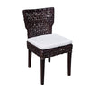 Dining Side Chair | Rattan Woven Seat & Back | Modern Black Wood Frame