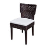 Dining Side Chair | Rattan Woven Seat & Back | Modern Black Wood Frame