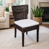 Dining Side Chair | Rattan Woven Seat & Back | Modern Black Wood Frame