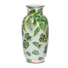 Jesu Decorative Botanical Flamingo Vase | White Green Porcelain | 16"