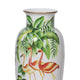 Jesu Decorative Botanical Flamingo Vase | White Green Porcelain | 16"