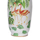 Jesu Decorative Botanical Flamingo Vase | White Green Porcelain | 16"