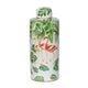Jesu Decorative Botanical Flamingo Jar | White Green Porcelain | 18"