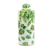 Jesu Decorative Botanical Flamingo Jar | White Green Porcelain | 18"
