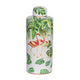 Jesu Decorative Botanical Flamingo Jar | White Green Porcelain | 18"