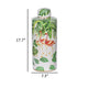 Jesu Decorative Botanical Flamingo Jar | White Green Porcelain | 18"