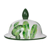 Jesu Ginger Jar with Lid | White Green Palm Leaf Accent | 17" Porcelain