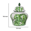 Jesu Ginger Jar with Lid | White Green Palm Leaf Accent | 17" Porcelain