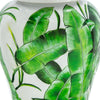 Jesu Temple Jar with Lid | White Green Palm Leaf Accent | 18" Porcelain