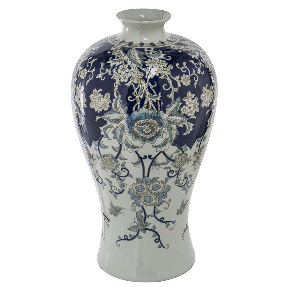 Rayn Decorative Urn | Blue White Chinoiserie Art | 24" Porcelain
