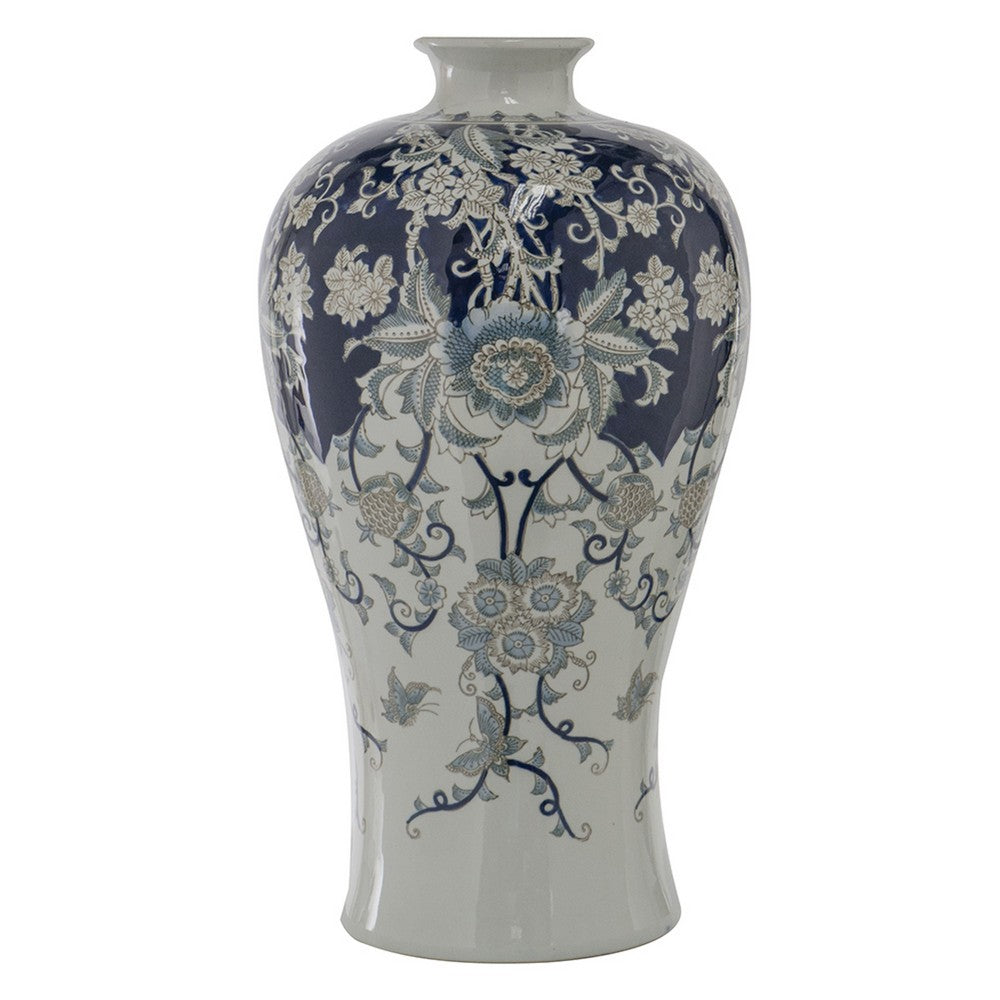 Rayn Decorative Urn | Blue White Chinoiserie Art | 24" Porcelain