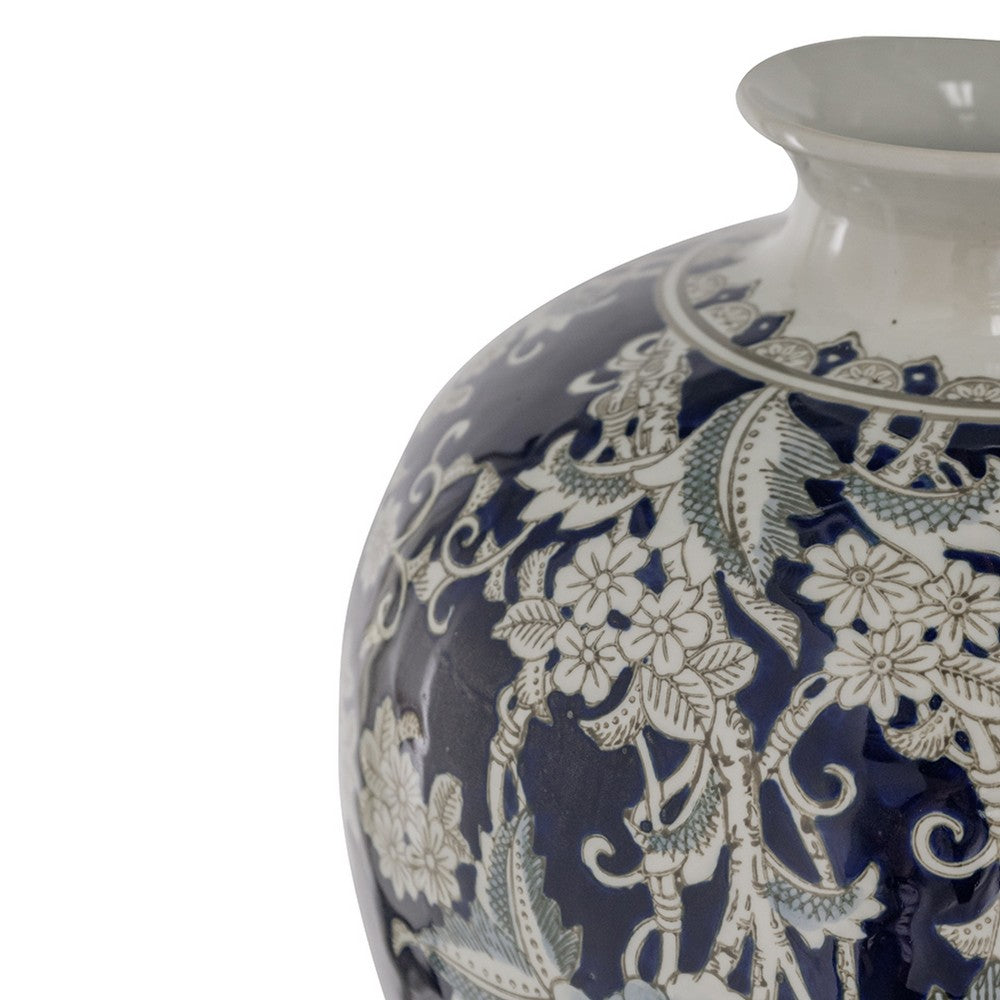 Rayn Decorative Urn | Blue White Chinoiserie Art | 24" Porcelain