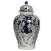 Rayn Ginger Jar with Lid | Blue White Chinoiserie Art | 23" Porcelain