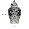 Rayn Ginger Jar with Lid | Blue White Chinoiserie Art | 23" Porcelain