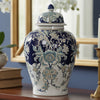Rayn Ginger Jar with Lid | Blue White Chinoiserie Art | 23" Porcelain