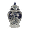 Rayn Ginger Jar with Lid | Blue White Chinoiserie Art | 17" Porcelain