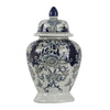 Rayn Ginger Jar with Lid | Blue White Chinoiserie Art | 17" Porcelain