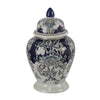 Rayn Ginger Jar with Lid | Blue White Chinoiserie Art | 17" Porcelain