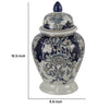 Rayn Ginger Jar with Lid | Blue White Chinoiserie Art | 17" Porcelain