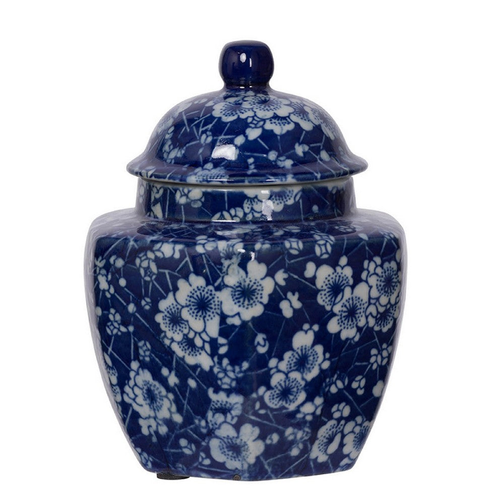 Porcelain Decorative Jars with Lid Set of 3 | Blue White Chinoiserie |6"