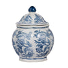 Porcelain Decorative Jars with Lid Set of 3 | Blue White Chinoiserie |6"